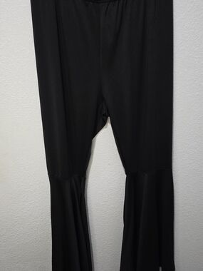 Black Wide-Leg Flare Pants with Elastic Waist